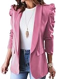 Happy Sailed Pink Blazer for Women Long Sleeve Casual Business Outfits Open Front Work Office Suit Jackets
