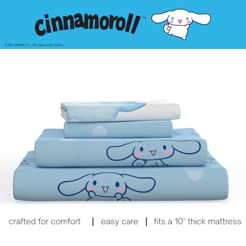 Cinnamoroll Bedding Super Soft Cozy Microfiber 3 Piece Twin Sheet Set, (Officially Licensed Product) by Franco Collectibles