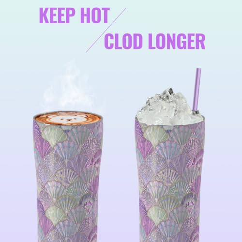 Image of 2-in-1 Vacuum Insulated Steel Water Bottle, 18 oz, Leak-proof Design, BPA-free, Compatible with Cup Holders, Dishwasher Safe, Durable Stainless Steel Material, 2 Lid Options, Purple shell