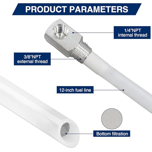 7-0948 12" Marine Fuel Tank Pickup Tube with Strainer and Brass Barb Connector, Length-adjustable Rigid Polyethylene Fuel Tube by WZXIGGS - Image 3