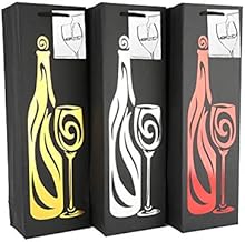 Evergreen Goods Ltd 6 Pack Wine Bottle Carrier Bags with Gift Tag and Handles, Swirl Design for Birthday, Special Occasions, 39cm x 12cm x 9cm, One Size