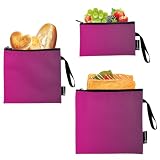 ODAWA Paquete de 3 bolsas reutilizables para refrigerio, color rojo rosa
