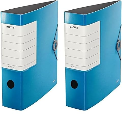 Leitz Qualitäts-Ordner 180° Solid, A4, Hellblau, 8,2 cm Rückenbreite, Gummibandverschluss, Robustes Polyfoam, extra breites, austauschbares Rückenschild, 11120030 (Packung mit 2)