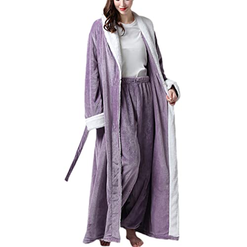 Peignoir long en fourrure thermique femme violet M zippé chaud