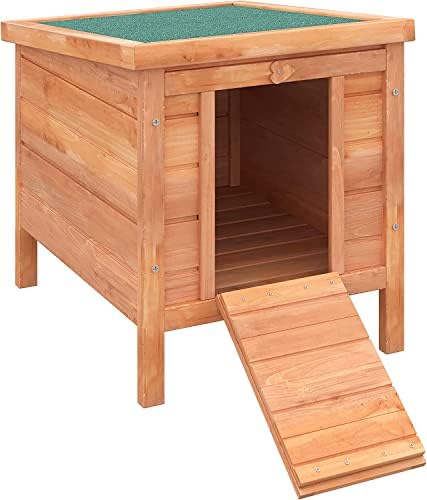 Conejera Madera de Exterior Jaula para Conejo Cobaya Casa para Animal Pequeño 51x42x43cm Caseta Woody (Caseta)