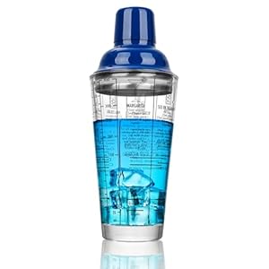 Samuelworld Glass Cocktail Shaker – 14oz Bar Shaker Bottle With Strainer and Measurement, Leak proof Bartender Accessories for Mixing Cocktail, Martini, Margarita (6 Receipe Included)