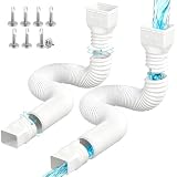 Rallonge Gouttière Flexible Extension de Gouttière Kit d'extension de Descente Pluviale Tuyau Descent 2 Pièces Extensible de 47 à 150 cm pour Descente de 80/100 mm (Blanc - 2 pièces)
