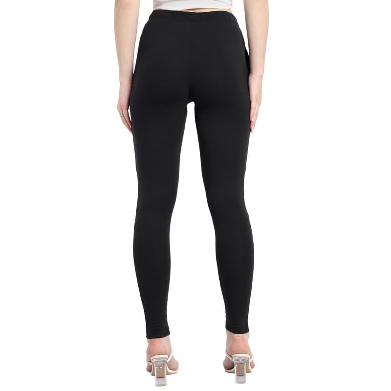 Image of ONE SKY Women Full Length Leggings | Cotton Modal Spandex Blend | High Waist Stretchable & Bio-Washed Fabric | Colour-Lock Technology | Comfortable Leggings for Women