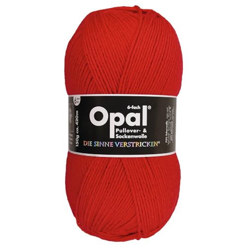 Frida's Wollhaus Opal 150 g Uni 6-fach Sockenwolle Strümpfe Stricken Einfarbig 9 Farben (7900 | Rot)