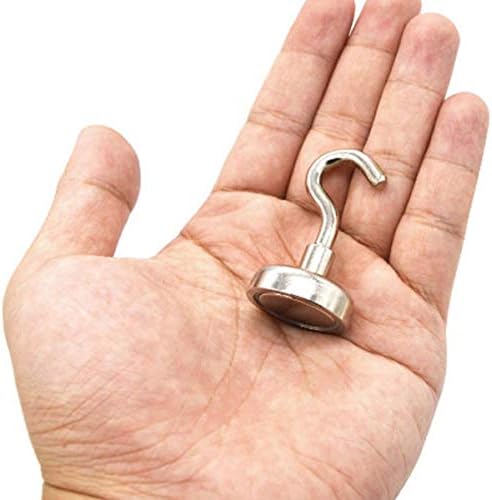 Hook Magnets Strong - D16 Heavy Duty Neodymium Rare Earth Magnet Hook (20 Pack), 12LB Pulling Force Hanging Mighty Magnetic Hooks Great for Fridge