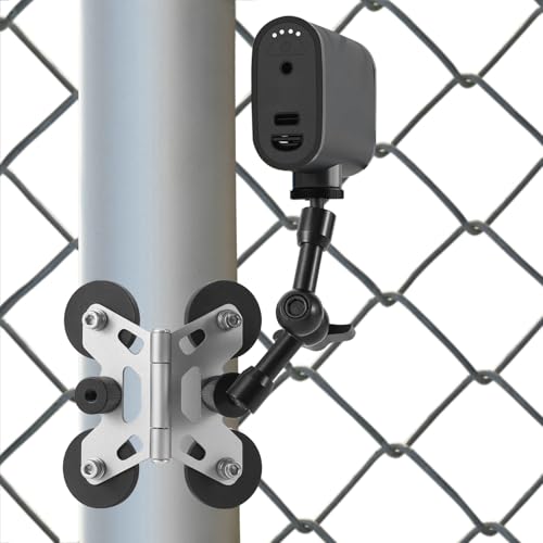 Magnetic Camera Fence Mount for Mevo Start Post Mount for Cell Phone/GoPro Two 1/4 Threaded Points Flexible Hinge Camera Holder for Recording Baseball/Tennis Games/Softball