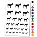 Donkey Silhouette Solid Temporary Tattoo Water Resistant Fake Body Art Set Collection - Black (One Sheet)