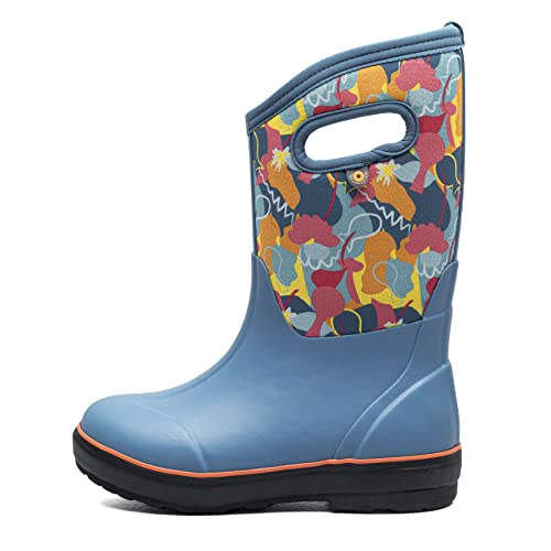 Bogs Kids Classic Waterproof Rain Boot, Joyful Print - French Blue, Size 4 Big Kid #TOP18