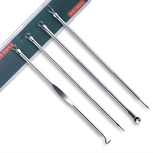 Blackhead Remover Pimple Comedone Extractor Tool Best Acne Removal Kit - Treatment For Blemish, Whitehead Popping, Zit Removing For Nose Face Skin With Case (Sliver, 4 Piece Set) #TOP5