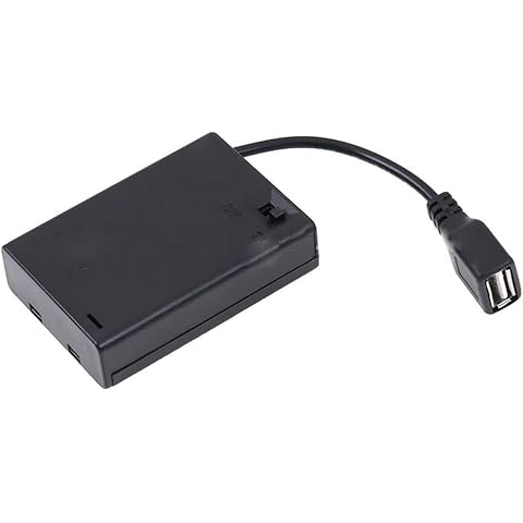 Qwertfeet Batteriebox 3 x AA mit Deckel und Schalter Anschluss an USB-Buchse USB-Buchse Batteriehalter