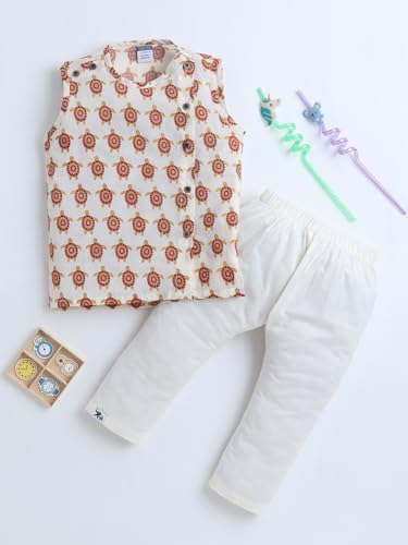 Image of POLKA TOTS Pure Cotton New Born Dress | Ultra-Soft, Breathable & Lightweight Sleeveless Jhabla Pant Set for Baby Boys & Girls | Baby Summer Clothes | Traditional Jabla & Pyjama Set for Newborns