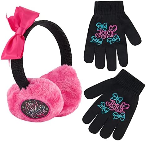 Nickelodeon Winter Plush Earmuffs and Glove Set, JoJo Siwa, Little Girls, Ages 4-7
