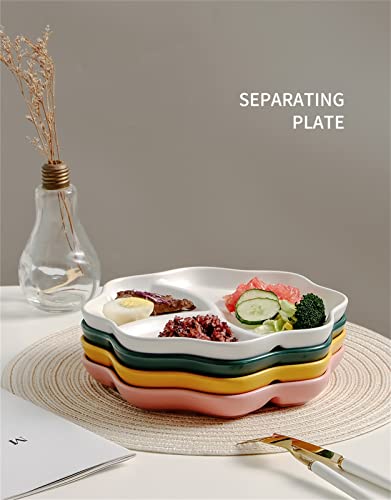 Meiiron Adults Divided Plates For Weight Loss Adults Portion Control Diet Plate For Diabetis Bariatric Patients - Solid Color Tableware - 1Pc (Color : Pink) #TOP2