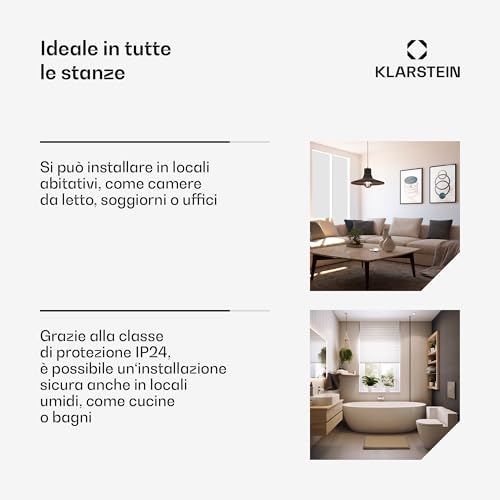 Klarstein Stufa Elettrica Basso Consumo, 2000W, Termoconvettore a Parete con Termostato, Termosifone Calorifero Riscaldamento Portatile - 5