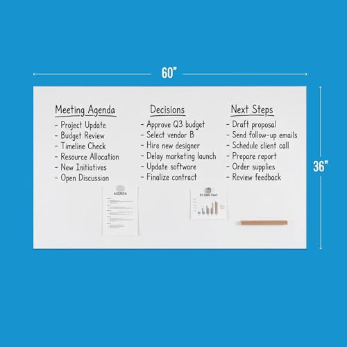 Lorell Loop Magnetic Frameless Whiteboard with Marker Tray, 60" x 36", White Steel Surface, Durable and Impact Resistant by Lorell - Used condition - Image 3