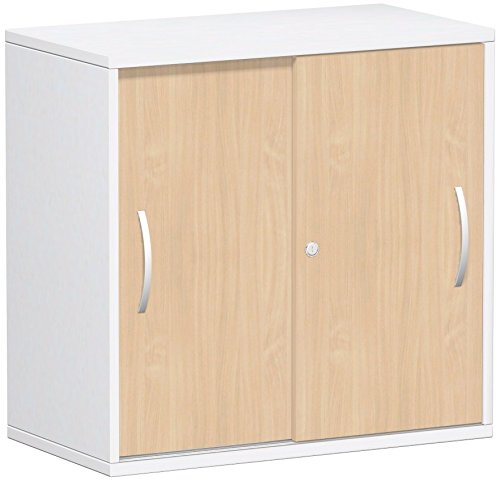 Gera Möbel Schranksystem Flex Schiebetürenschrank, Holzdekor, buche/weiß, 80 x 42.5 x 79.8 cm