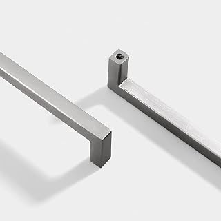 10PCS quadratischer gebürsteter, schwarzer Schranktürgriff aus Aluminiumlegierung Küchenschrank Schublade Kleiderschrank Ausziehgriff (Nickel, 192mm)