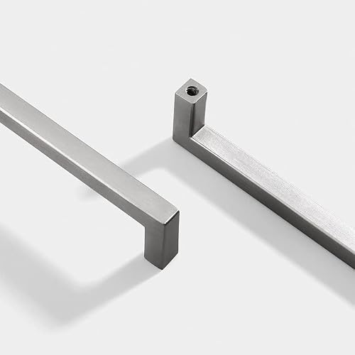 Fanruier 10PCS quadratischer gebürsteter, schwarzer Schranktürgriff aus Aluminiumlegierung Küchenschrank Schublade Kleiderschrank Ausziehgriff (Nickel, 192mm)