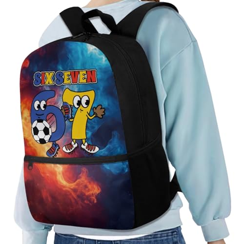 Dserfgiu Football Backpack Set 6 PCS - 17 Inch School Bag for Boys Lunch Box Durable Pen Case, Bookmark, Water Holders, Six Seven Back Packs for Boys 8-12 to Picnic by Dserfgiu - Image 2