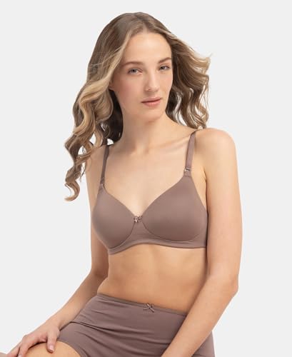 Image of Jockey 1819 Women Wirefree Padded Microfiber Elastane Stretch Full Coverage T-Shirt Bra with Magic Under Cup