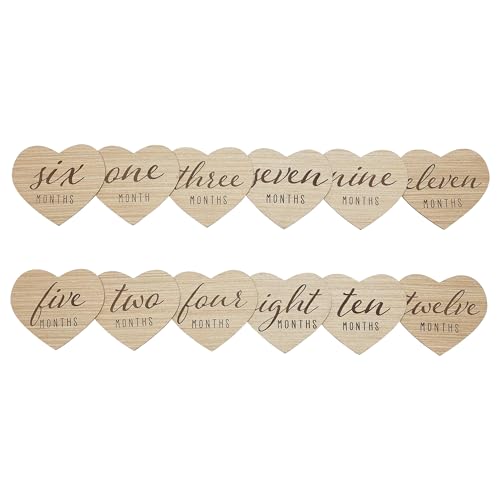 Kate & Milo Wooden Heart Baby Monthly Milestone Discs