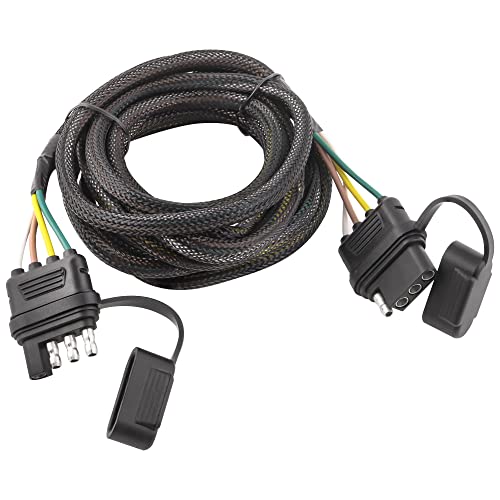 Oyviny 4 Pin Trailer Extension Cable 8 Feet, 4 Pin Flat Trailer Wire Extension Male&Female Connector With Rubber Dust Cover 16Awg Pure Copper Wire 4 Point Trailer Wiring Extension #TOP7