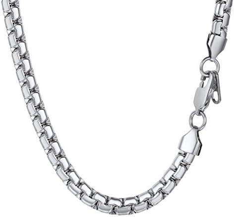 PROSTEEL Men 6MM Box Chain Necklace, 14/18/20/22/24/26/28/30 Inches, 316L Stainless Steel/Gold Plated (with Gift Box, Velvet Pouch)
