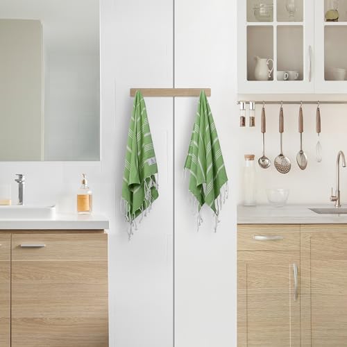 Ossano Decorative Turkish Hand Towels - Thin & Large - Set of 2 (30" x 18") - for Kitchen & Bathroom - Multifunctional as - Tea Towels for BathroomTurkish Dish Towel, Bathroom Towel - Pistachio Green by Ossano - Image 3