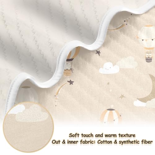 Image of Cute Hot Air Balloon Baby Blanket Cotton Cozy Throw Blanket Warm Nursery Swaddle Receiving Toddler Blankets 30 inch x 40
