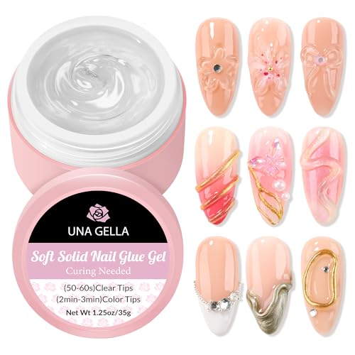 UNA GELLA Builder Gel for Nails 35ml 3D Molding Nail Art Sculpting Gel for Nail Non-Sticky Hard Gel Solid Nail Glue U V/LED Nail Lamp Required 1pc for Nail Extension Salon DIY