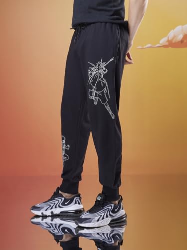 Image of Bewakoof Official Naruto Merchandise Men's Graphic Printed Super Loose Joggers
