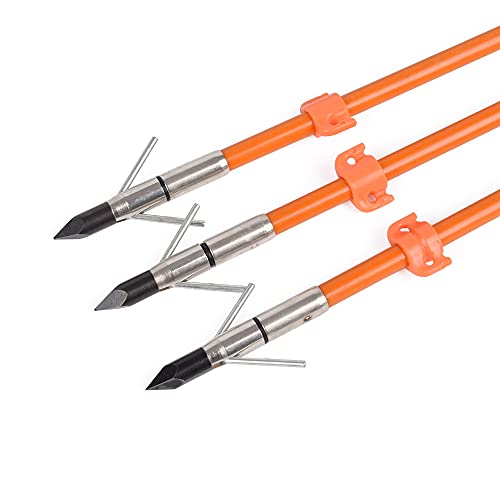 Archery Fiberglass Bowfishing 32 Inch Arrows With Broadheads And Safty Slides For Compound Bow Or Recurve Bow Fishing Hunting Outdoor Shooting 3 Pcs Pack #TOP3