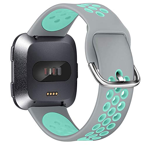 XIMU Sport Bands Compatible with Fitbit Versa/Versa 2 / Versa Lite, Soft Silicone Waterproof Breathable Sport Watch Strap Replacement Wristband Accessories Women Man for Versa Smart Watch