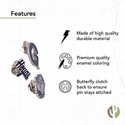 Image of Desert Cactus Georgetown University Lapel Pin GTWN Hoyas Made of Metal for Formal Wear, Bag and Hat Jewelry, and Tie Tack