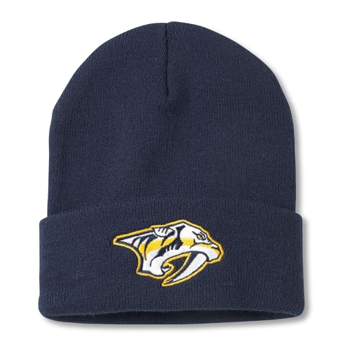 AMERICAN NEEDLE Nashville Predators Officially Licensed NHL National Hockey League Team Terrain Knit Beanie Cap, Navy (24010A-NAP-NAVY)