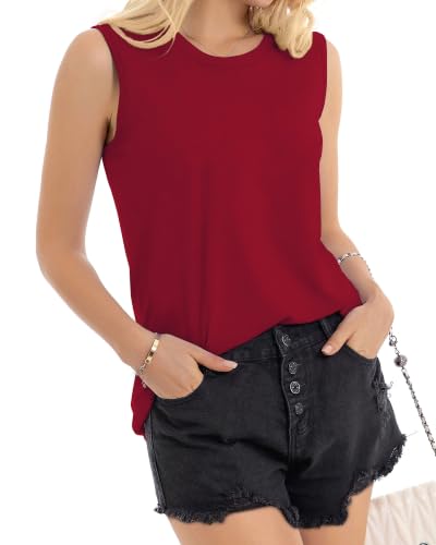 Image of Womens Tank Tops Summer Casual Sleeveless Top Loose Fit Basic Tunic Shirts