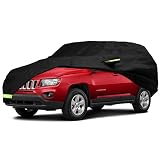 YIXIN Waterproof Car Cover for 2007-2026 Jeep Compass Car Cover 210T Covers Custom Fit 100% Waterproof Windproof Strap & Single Door Zipper (Black-for 2007-2024 Jeep Compass)