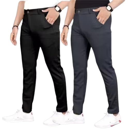 Shree Shyam Traders Men's Classic Pant with Solid Pattern and Stretch Pack of 2-picture-45