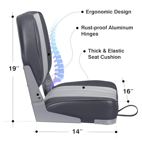 Leader Accessories Deluxe Folding Marine Boat Seat (Gray/Charcoal) by Leader Accessories - Image 5