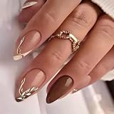 Press on Nails - Medium Almond Fake Nails with Glitter