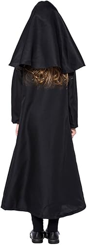 Vista 5 de Nun Costume For Kids Girl Dress Catholic Sister Robe Priest Halloween Outfit Carnival Cosplay Child Gothic Head Wrap