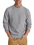 Runcati Mens Crewneck Pullover Sweater Textured Knitted Tops Gray