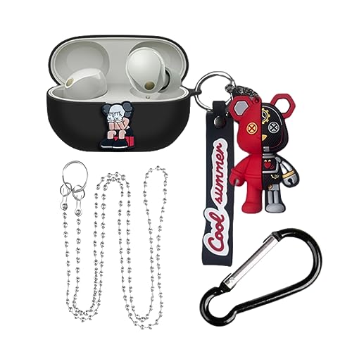 For WF-1000XM5 用の ケース カバー シリコン 傷防止 落下防止 耐衝撃 装着充電可能 防塵 防水 創造性 かわいい 人気 漫画 保護カバー 充電便利 全面保護 保護カバー イヤホンケース キーチェーン付き WF-1000XM5 対応 (A1