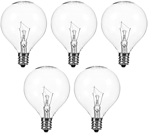 FRCOLOR 5PCS Wax Warmer Bulbs, G50 25 Watt Bulbs Scentsy Warmers Globe E12 Incandescent Candelabra Base Light Fragrance Burner for Diffuser Candles(220V-230V), Transparent Color (R4S1F5214JTI35P3LK5)