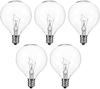 FRCOLOR 5PCS Wax Warmer Bulbs, G50 25 Watt Bulbs Scentsy Warmers Globe E12 Incandescent Candelabra Base Light Fragrance Burner for Diffuser Candles(220V-230V), Transparent Color (R4S1F5214JTI35P3LK5)